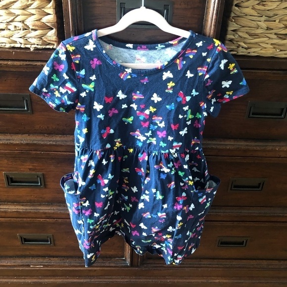 Wonder Nation blue butterfly dress with pockets in size S (6-6x) - Picture 1 of 7